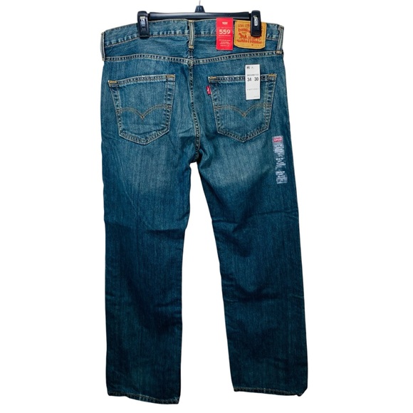 Levis 559 Denim Jeans Mens W 34 L 30 Blue Medium Wash New With Tags Relaxed Fit - Picture 2 of 9